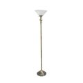 Elegant Garden Design Elegant Designs LF2001-ABS 1 Light Torchiere Floor Lamp with Marbleized White Glass Shade; Antique Brass LF2001-ABS